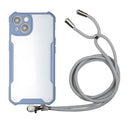 Acrylic + Color TPU Shockproof Case with Neck Lanyard For iPhone 13(Milk Grey)
