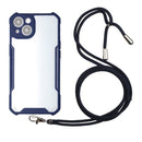 Acrylic + Color TPU Shockproof Case with Neck Lanyard For iPhone 13(Dark Blue)