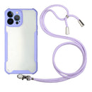 Acrylic + Color TPU Shockproof Case with Neck Lanyard For iPhone 13 Pro(Purple)