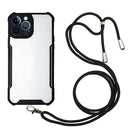 Acrylic + Color TPU Shockproof Case with Neck Lanyard For iPhone 13 Pro(Black)