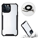 Acrylic + Color TPU Shockproof Case with Neck Lanyard For iPhone 13 Pro(Black)