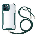 Acrylic + Color TPU Shockproof Case with Neck Lanyard For iPhone 13 Pro(Dark Green)