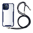 Acrylic + Color TPU Shockproof Case with Neck Lanyard For iPhone 13 Pro(Dark Blue)