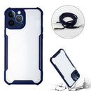 Acrylic + Color TPU Shockproof Case with Neck Lanyard For iPhone 13 Pro(Dark Blue)
