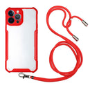 Acrylic + Color TPU Shockproof Case with Neck Lanyard For iPhone 13 Pro Max(Red)
