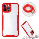 Acrylic + Color TPU Shockproof Case with Neck Lanyard For iPhone 13 Pro Max(Red)