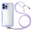 Acrylic + Color TPU Shockproof Case with Neck Lanyard For iPhone 13 Pro Max(Purple)