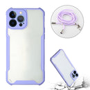 Acrylic + Color TPU Shockproof Case with Neck Lanyard For iPhone 13 Pro Max(Purple)