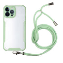 Acrylic + Color TPU Shockproof Case with Neck Lanyard For iPhone 13 Pro Max(Avocado Green)