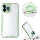 Acrylic + Color TPU Shockproof Case with Neck Lanyard For iPhone 13 Pro Max(Avocado Green)