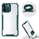 Acrylic + Color TPU Shockproof Case with Neck Lanyard For iPhone 13 Pro Max(Dark Green)