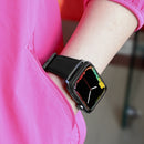 For Apple Watch Series 7 41mm / 6 & SE & 5 & 4 40mm / 3 & 2 & 1 38mm Oil Wax Genuine Leather Strap Watch Band(Black)