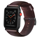 For Apple Watch Series 7 41mm / 6 & SE & 5 & 4 40mm / 3 & 2 & 1 38mm Oil Wax Genuine Leather Strap Watch Band(Red Brown)