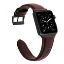 For Apple Watch Series 7 45mm / 6 & SE & 5 & 4 44mm / 3 & 2 & 1 42mm Oil Wax Genuine Leather Strap Watch Band(Red Brown)