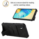 For Tecno Camon 17P Dream PU + TPU Four-corner Shockproof Back Cover Case with Card Slots & Holder(Black)