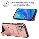 For Tecno Spark 7 Pro Dream PU + TPU Four-corner Shockproof Back Cover Case with Card Slots & Holder(Rose Gold)