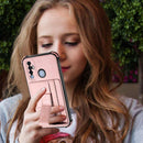 For Tecno Spark 7 Pro Dream PU + TPU Four-corner Shockproof Back Cover Case with Card Slots & Holder(Rose Gold)