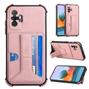 For Xiaomi Redmi Note 10 Pro / Note 10 Pro Max Dream PU + TPU Four-corner Shockproof Back Cover Case with Card Slots & Holder(Rose Gold)
