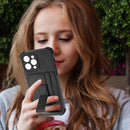 For iPhone 13 Pro Dream PU+TPU Four-corner Shockproof Back Cover Case with Card Slots & Holder (Black)