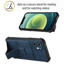 For iPhone 12 Dream PU+TPU Four-corner Shockproof Back Cover Case with Card Slots & Holder(Blue)