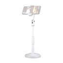 Desktop Stand Mobile Phone Tablet Live Broadcast Stand Telescopic Disc Stand, Style:Holder + Remote Control(White)