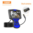 M50 1080P 8mm Dual Lens HD Industrial Digital Endoscope with 5.0 inch IPS Screen, Cable Length:5m Hard Cable(Blue)