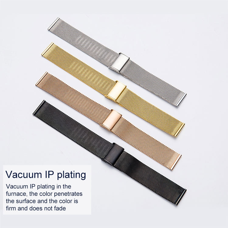 16mm 304 Stainless Steel Single Buckle Watch Band(Black)