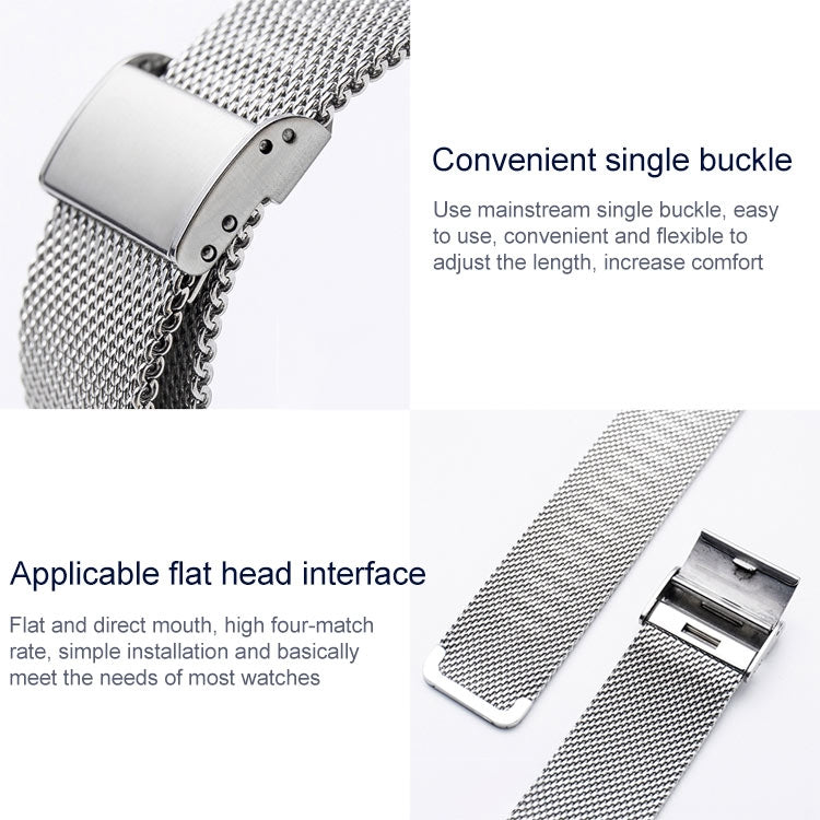 16mm 304 Stainless Steel Single Buckle Watch Band(Black)