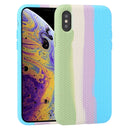 Herringbone Texture Silicone Protective Case For iPhone X / XS(Rainbow Green)