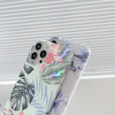 Laser Pattern TPU Protective Case For iPhone 13(Blue Flowers)