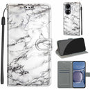 Voltage Coloured Drawing Magnetic Clasp Horizontal Flip PU Leather Case with Holder & Card Slots For Huawei P50(C01 White Marble)