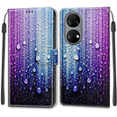 Voltage Coloured Drawing Magnetic Clasp Horizontal Flip PU Leather Case with Holder & Card Slots For Huawei P50(C05 Purple Blue Water Drops)