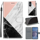 Voltage Coloured Drawing Magnetic Clasp Horizontal Flip PU Leather Case with Holder & Card Slots For Huawei P50(C07 Pink White Black)