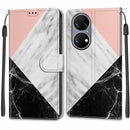 Voltage Coloured Drawing Magnetic Clasp Horizontal Flip PU Leather Case with Holder & Card Slots For Huawei P50(C07 Pink White Black)