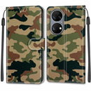Voltage Coloured Drawing Magnetic Clasp Horizontal Flip PU Leather Case with Holder & Card Slots For Huawei P50(C12 Green Yellow Camouflage)