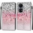 Voltage Coloured Drawing Magnetic Clasp Horizontal Flip PU Leather Case with Holder & Card Slots For Huawei P50(C13 Silver Pink Glitter)