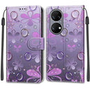Voltage Coloured Drawing Magnetic Clasp Horizontal Flip PU Leather Case with Holder & Card Slots For Huawei P50(C16 Water Drop Six Petal Flower)