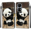 Voltage Coloured Drawing Magnetic Clasp Horizontal Flip PU Leather Case with Holder & Card Slots For Huawei P50(C18 Wood Board Panda)