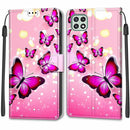 Voltage Coloured Drawing Magnetic Clasp Horizontal Flip PU Leather Case with Holder & Card Slots For Samsung Galaxy A22 5G(C03 Gradient Pink Flying Butterflies)