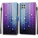 Voltage Coloured Drawing Magnetic Clasp Horizontal Flip PU Leather Case with Holder & Card Slots For Samsung Galaxy A22 5G(C05 Purple Blue Water Drops)