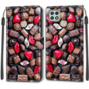 Voltage Coloured Drawing Magnetic Clasp Horizontal Flip PU Leather Case with Holder & Card Slots For Samsung Galaxy A22 5G(C06 Red Lip Chocolate)