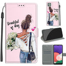 Voltage Coloured Drawing Magnetic Clasp Horizontal Flip PU Leather Case with Holder & Card Slots For Samsung Galaxy A22 5G(C09 Hug Flower)