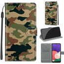 Voltage Coloured Drawing Magnetic Clasp Horizontal Flip PU Leather Case with Holder & Card Slots For Samsung Galaxy A22 5G(C12 Green Yellow Camouflage)