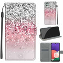 Voltage Coloured Drawing Magnetic Clasp Horizontal Flip PU Leather Case with Holder & Card Slots For Samsung Galaxy A22 5G(C13 Silver Pink Glitter)