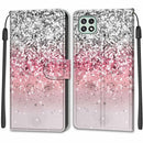 Voltage Coloured Drawing Magnetic Clasp Horizontal Flip PU Leather Case with Holder & Card Slots For Samsung Galaxy A22 5G(C13 Silver Pink Glitter)