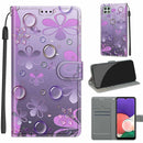 Voltage Coloured Drawing Magnetic Clasp Horizontal Flip PU Leather Case with Holder & Card Slots For Samsung Galaxy A22 5G(C16 Water Drop Six Petal Flower)