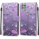 Voltage Coloured Drawing Magnetic Clasp Horizontal Flip PU Leather Case with Holder & Card Slots For Samsung Galaxy A22 5G(C16 Water Drop Six Petal Flower)