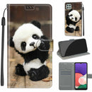 Voltage Coloured Drawing Magnetic Clasp Horizontal Flip PU Leather Case with Holder & Card Slots For Samsung Galaxy A22 5G(C18 Wood Board Panda)