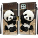 Voltage Coloured Drawing Magnetic Clasp Horizontal Flip PU Leather Case with Holder & Card Slots For Samsung Galaxy A22 5G(C18 Wood Board Panda)