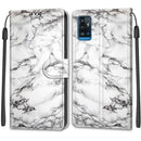 Voltage Coloured Drawing Magnetic Clasp Horizontal Flip PU Leather Case with Holder & Card Slots For ZTE Blade A71(C01 White Marble)